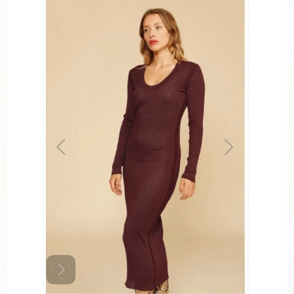 Rouje Charlene Deep Rust brown Long Sleeve midi Dress size XS